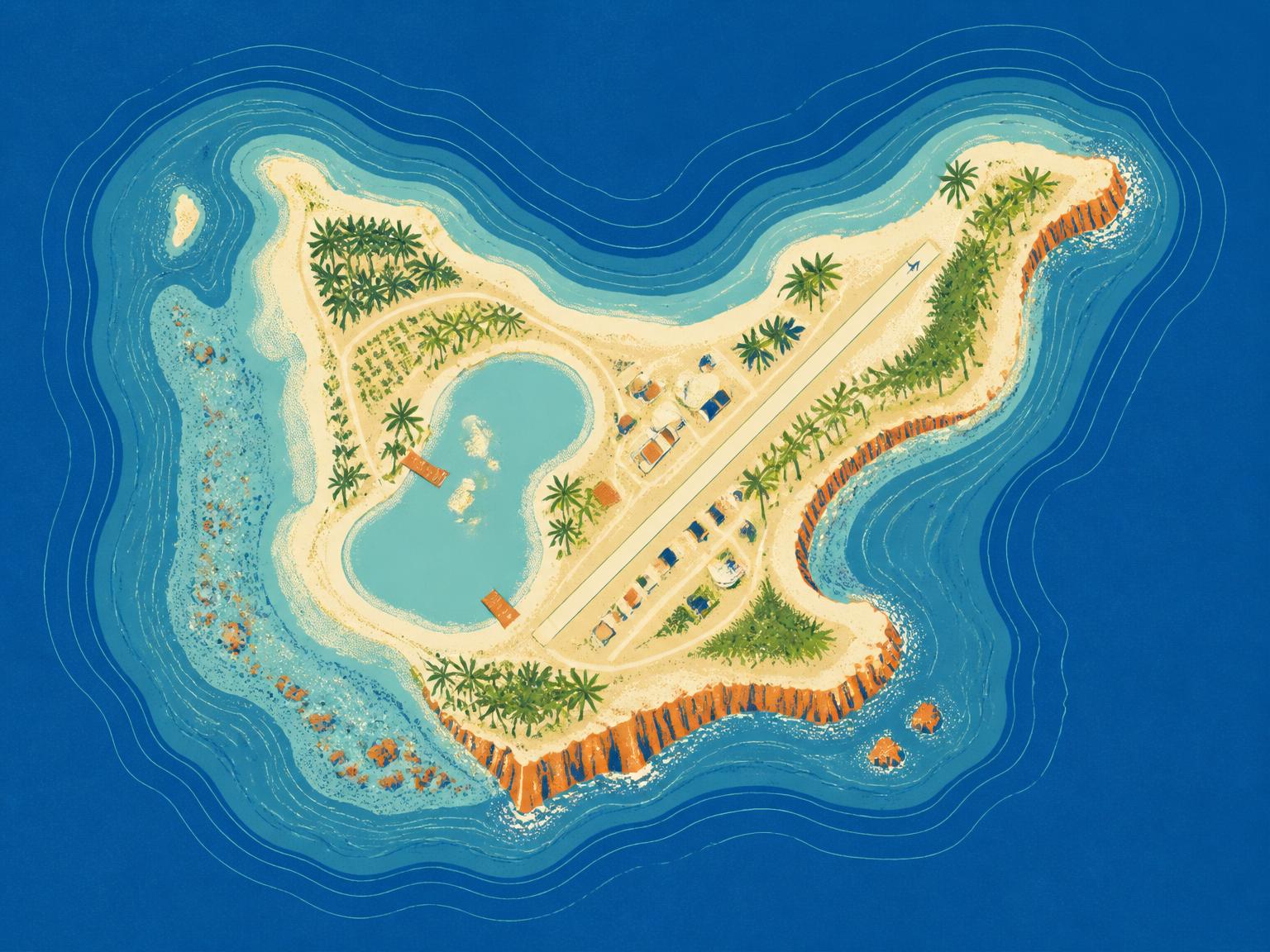 Illustrated survey map of Null Island